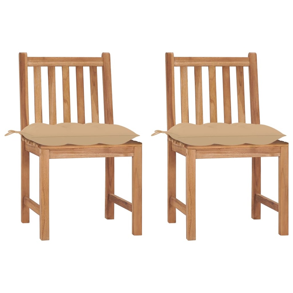 Chaises de jardin lot de 2 avec coussins bois de teck massif