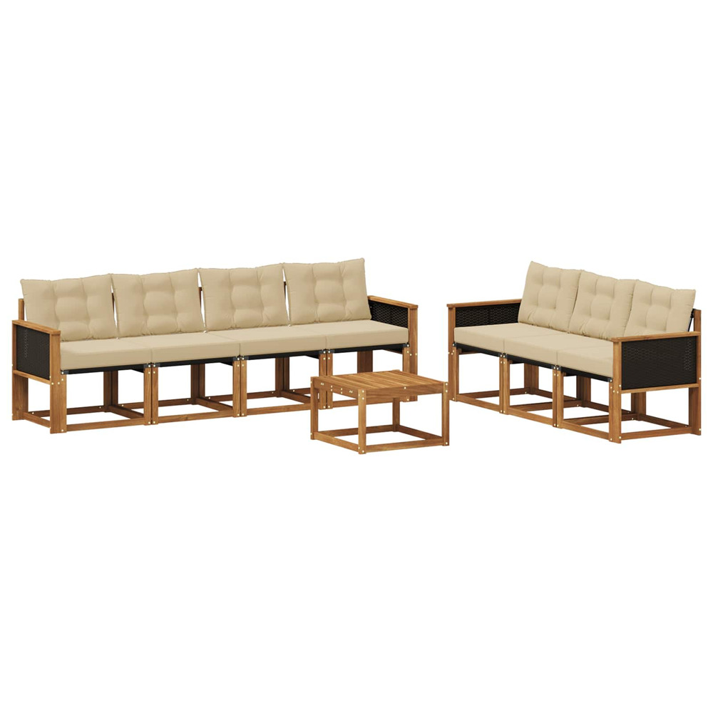 Ensemble de canapés d'extérieur 8 pcs naturel et beige