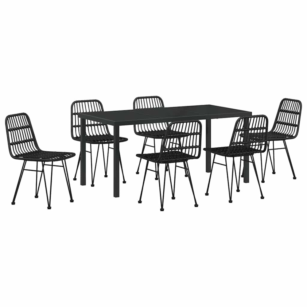 Ensemble de salle à manger pour jardin 7 pcs noir