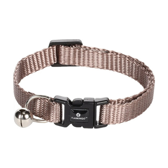 Collier réglable de 19 à 30 cm. Taupe avec clochette. Pour chat.