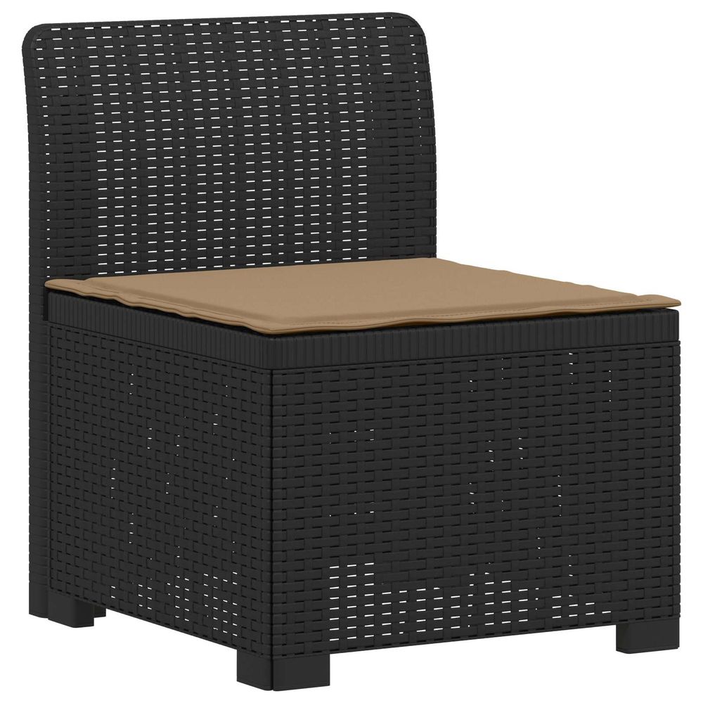 Canapé de jardin 1 place avec coussin look rotin pp anthracite