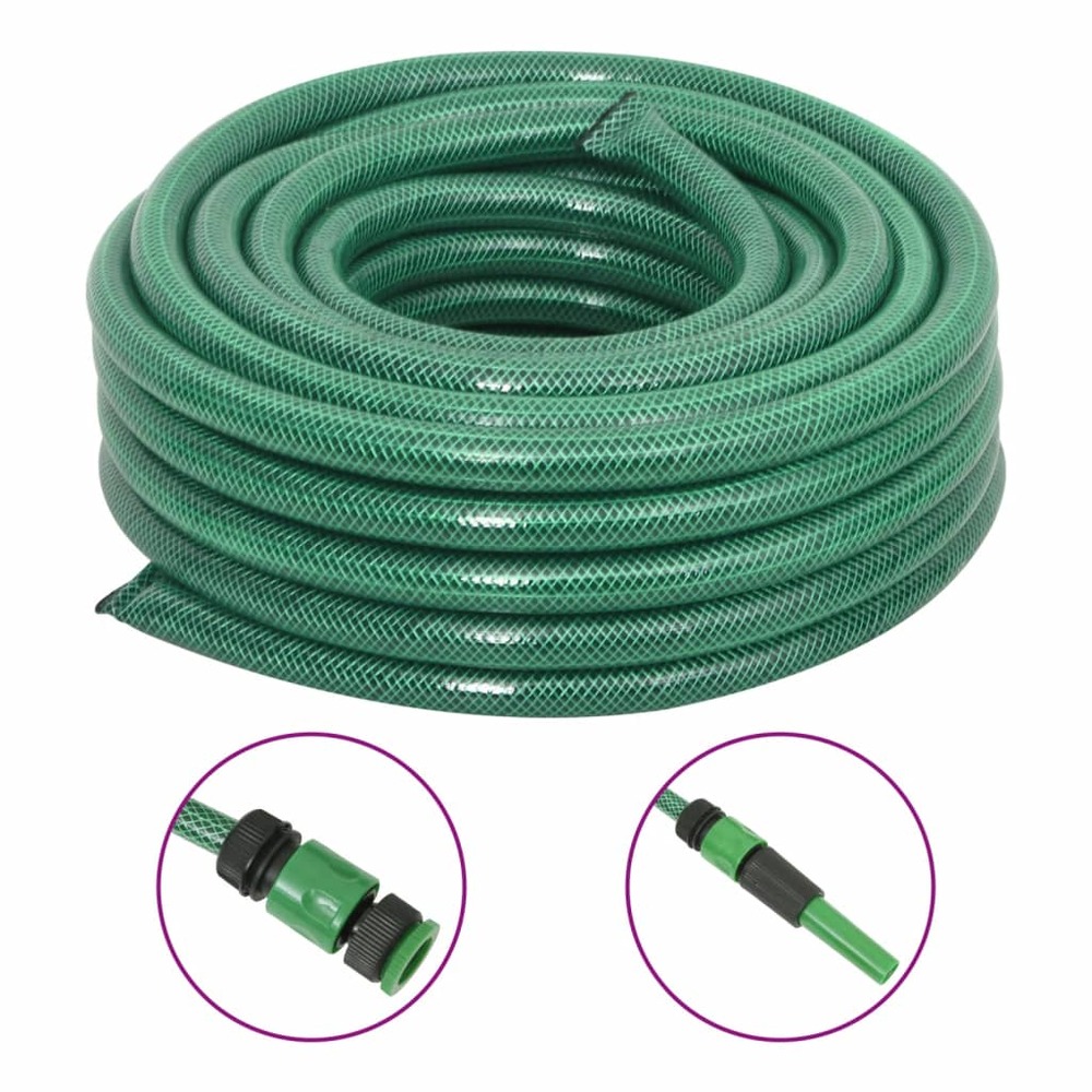 Tuyau d'arrosage avec jeu de raccords vert 0,75 30 m pvc