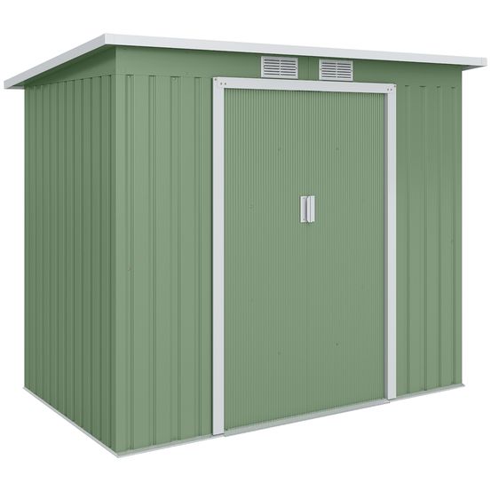 Abri de jardin acier galvanisé vert 213 x 130 cm double porte coulissante ventilée - comfortxl outdoor living