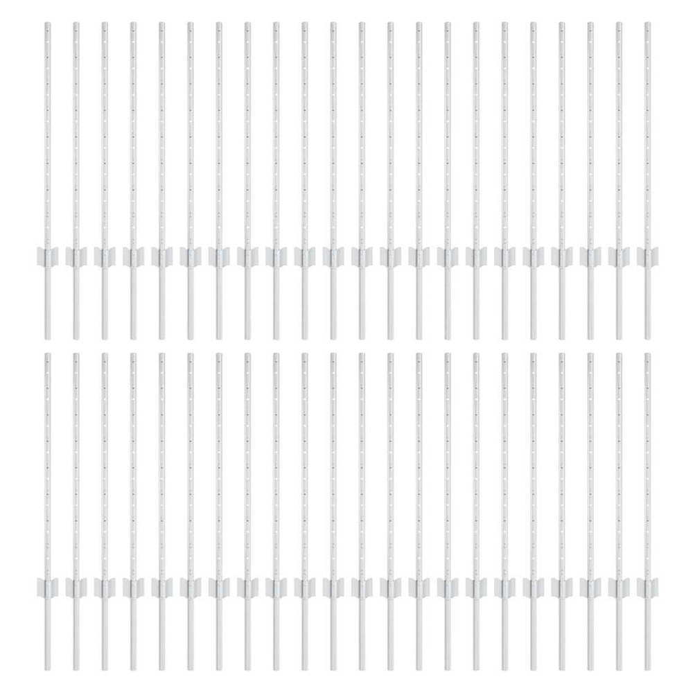 Poteau de clôture. 44 pcs argenté 120 cm acier