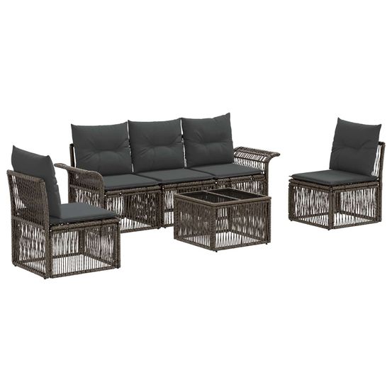 Ensemble de canapé de jardin 6 pc gris polyrotin