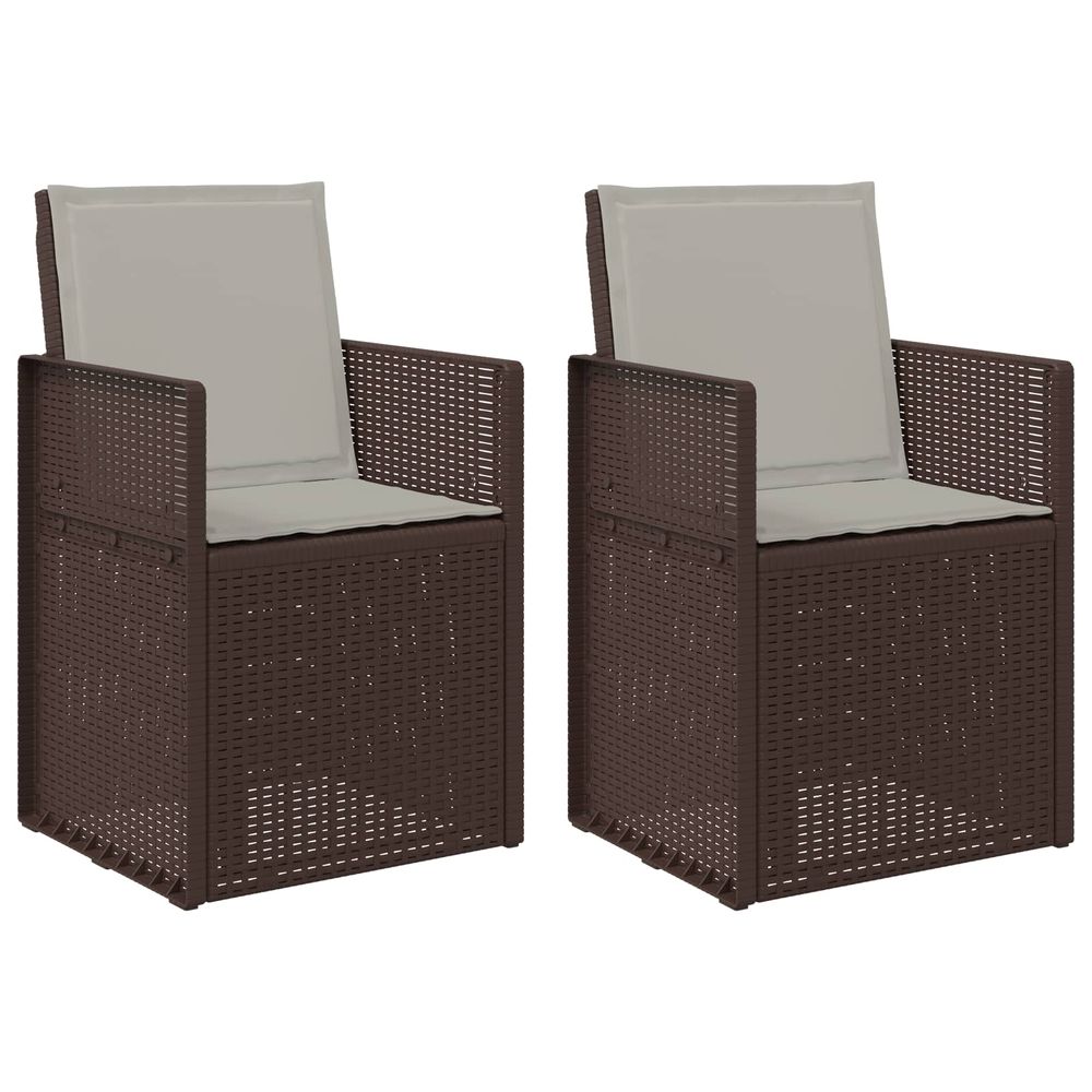 Chaises de jardin salle à manger 2 pc marron et gris clair pp