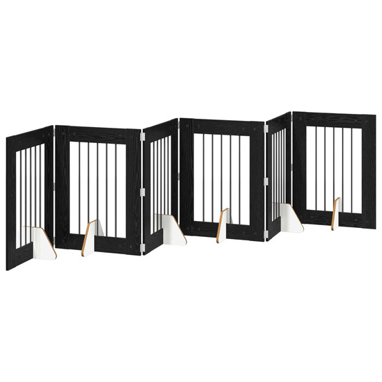 Porte de chien pliable avec supports 6 pcs chêne noir 362 cm