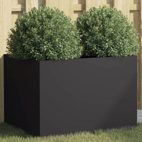Grande jardinière rectangulaire acier pour jardin balcon noir 62x47x46 cm