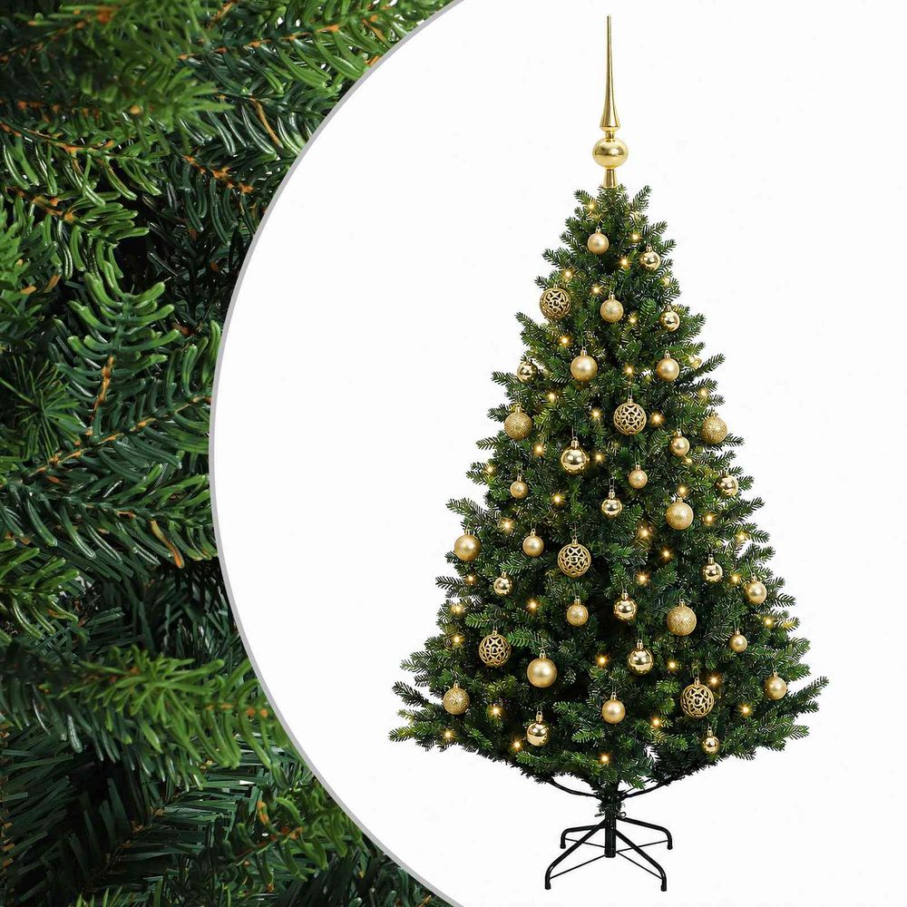 Arbre de noël artificiel avec boule 120 cm 150 led blanc chaud