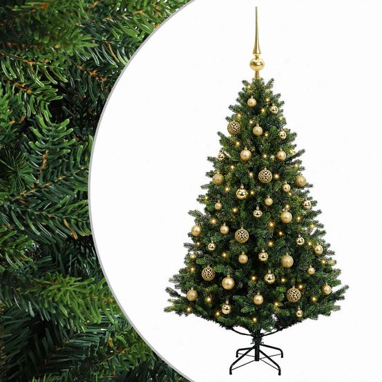 Arbre de noël artificiel avec boule 120 cm 150 led blanc chaud