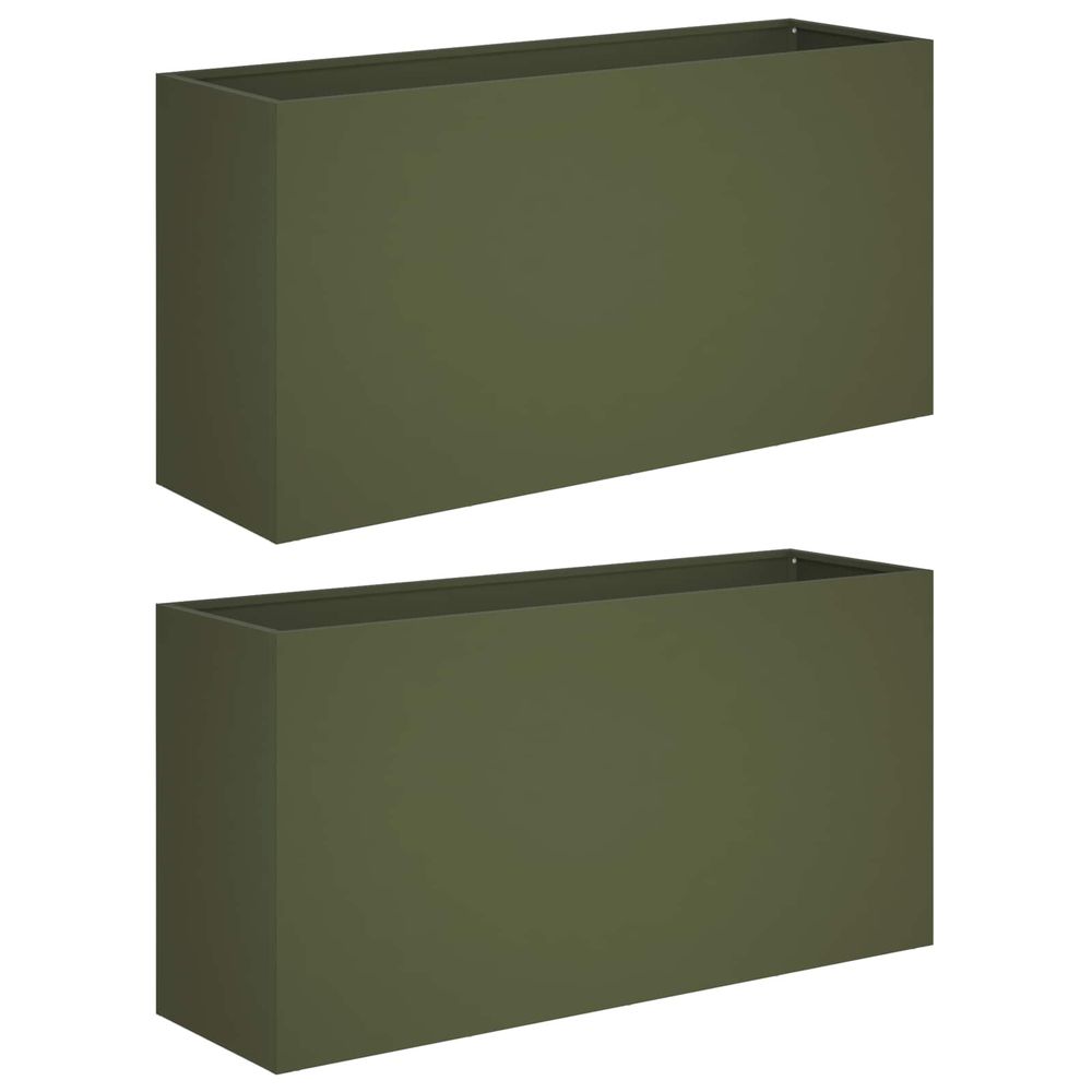 Cache-pot de jardin 2 pc vert olive 100 x 30 x 50 cm