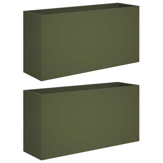 Cache-pot de jardin 2 pc vert olive 100 x 30 x 50 cm