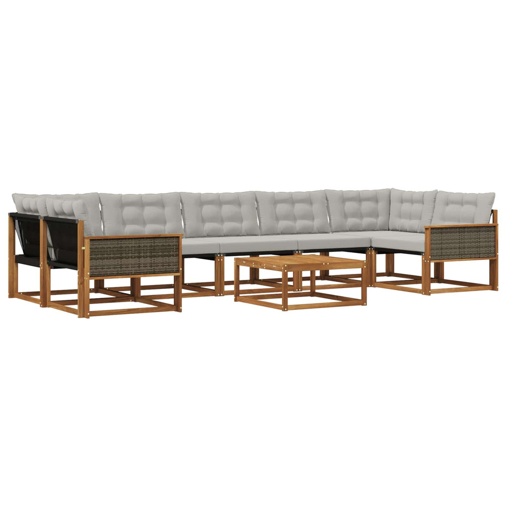 Ensemble de canapés d'extérieur 8 pcs naturel et gris clair