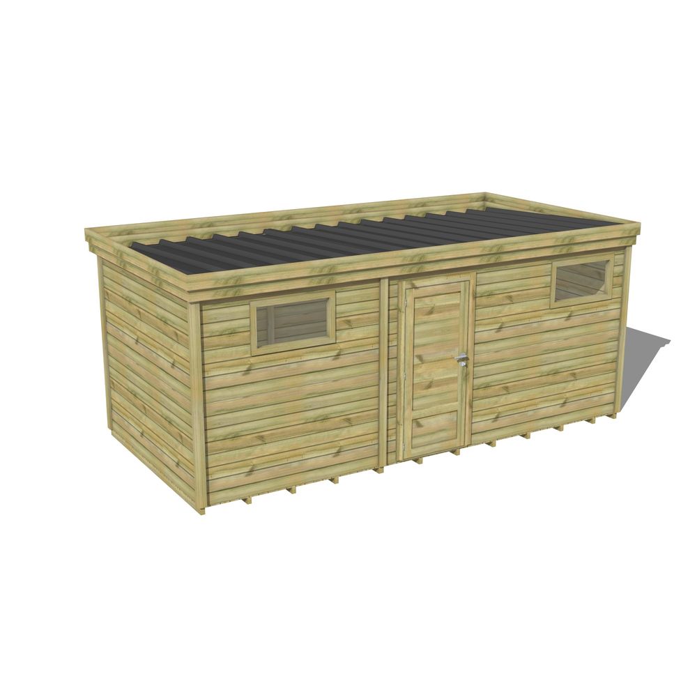 Abri de jardin bois pin traité autoclave 27mm - 5,495x2,64m / 15m2 - bac acier - plancher bois