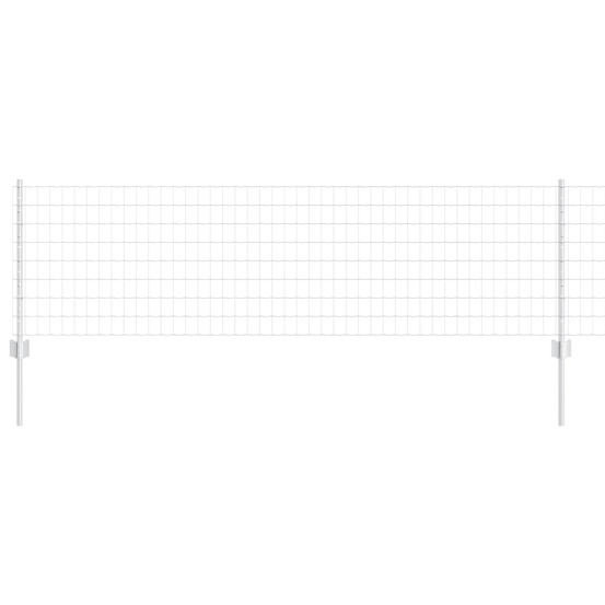 Clôture avec poteau argenté 0,6 x 25 m acier
