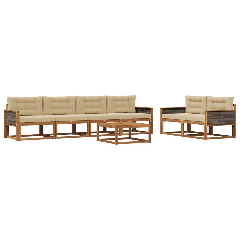 Ensemble de canapés d'extérieur 7 pcs naturel et beige