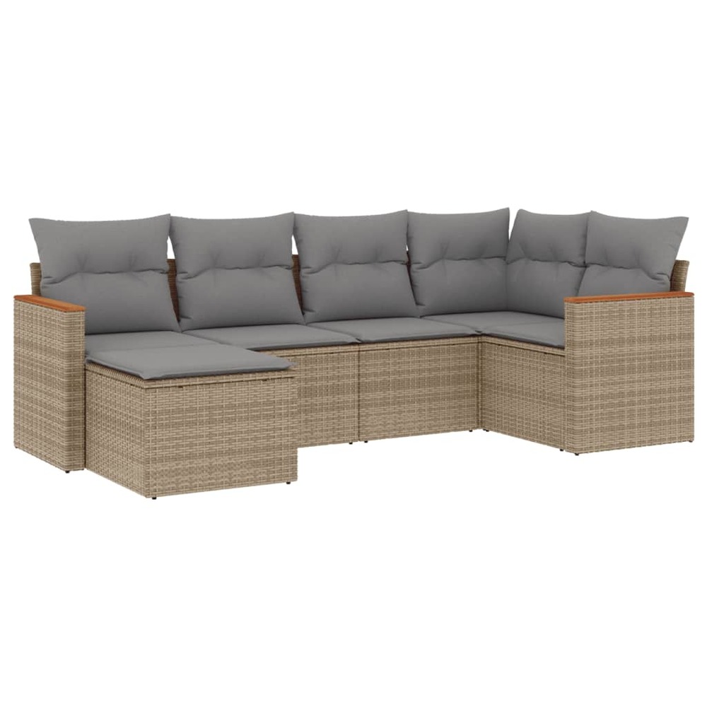 Salon de jardin avec coussins 6pcs mélange beige résine tressée