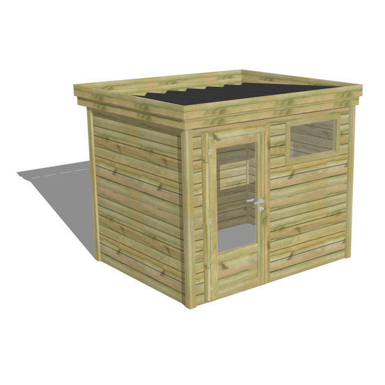 Abri de jardin bois pin traité autoclave 27mm - 2,64x2,14m / 6m2 - bac acier - abri français