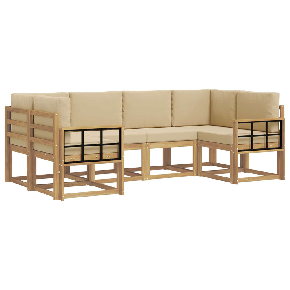Ensemble de canapés d'extérieur 6 pcs blanc et beige