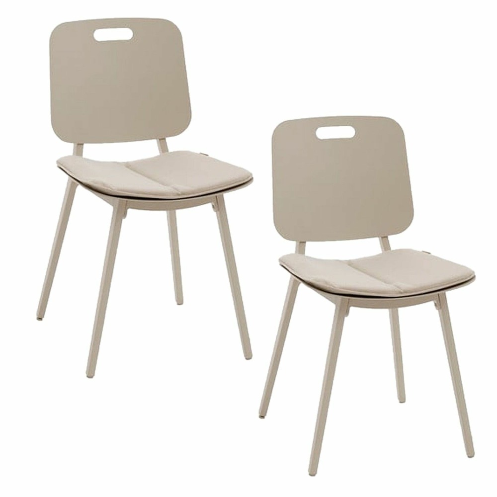 Lot de 2 chaises de jardin en aluminium terzano - beige et argile