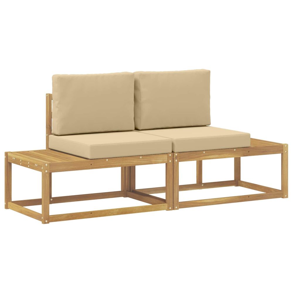 Canapé d'extérieur en bout 2 pièce blanc bois d'acacia massif
