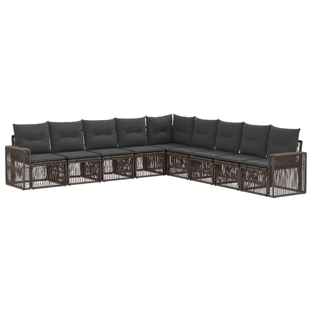 Ensemble de canapé de jardin 9 pc gris et gris foncé polyrotin