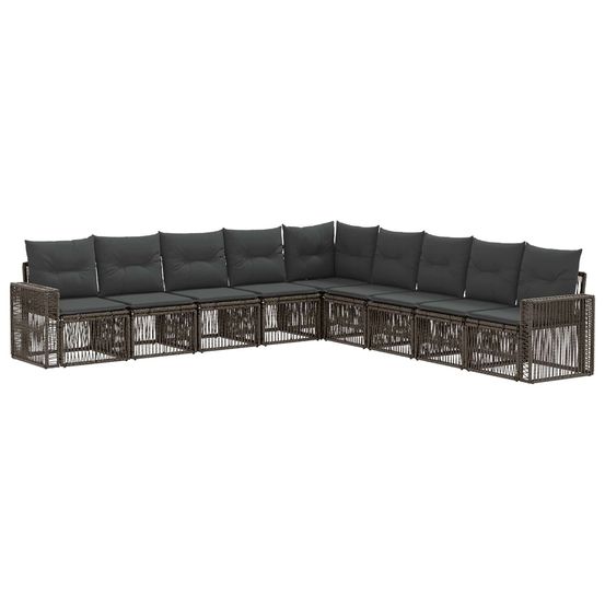 Ensemble de canapé de jardin 9 pc gris et gris foncé polyrotin