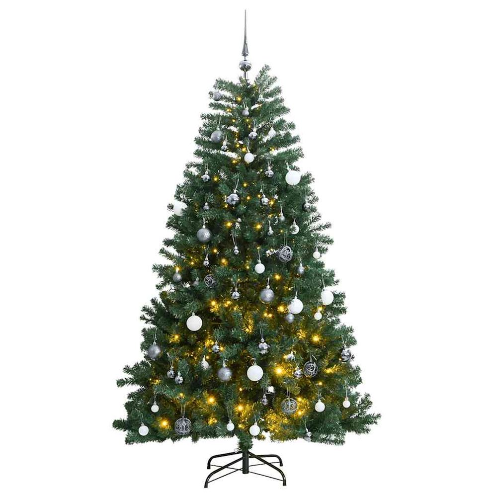 Sapin de noël artificiel articulé 300 led et boules 240 cm