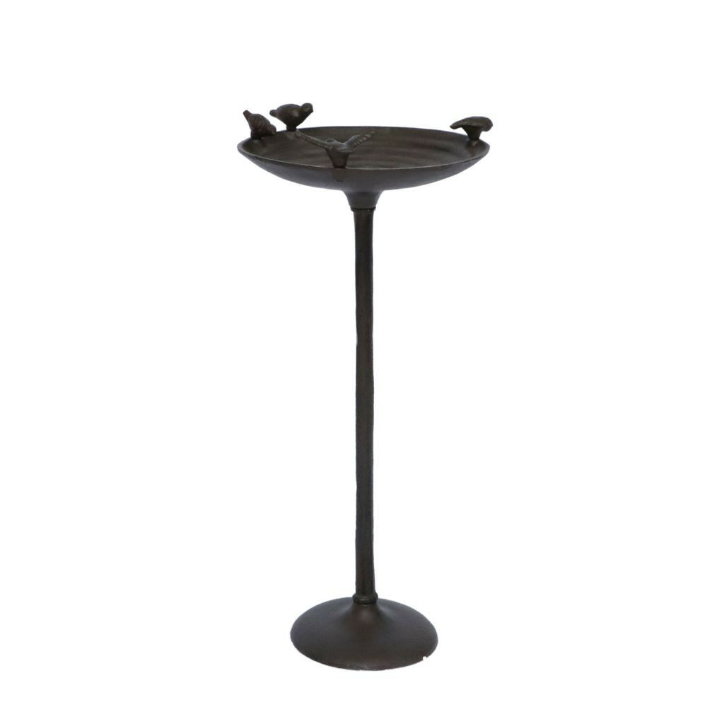 Mangeoire à oiseaux sur pied abreuvoir fonte marron 57. 5cm