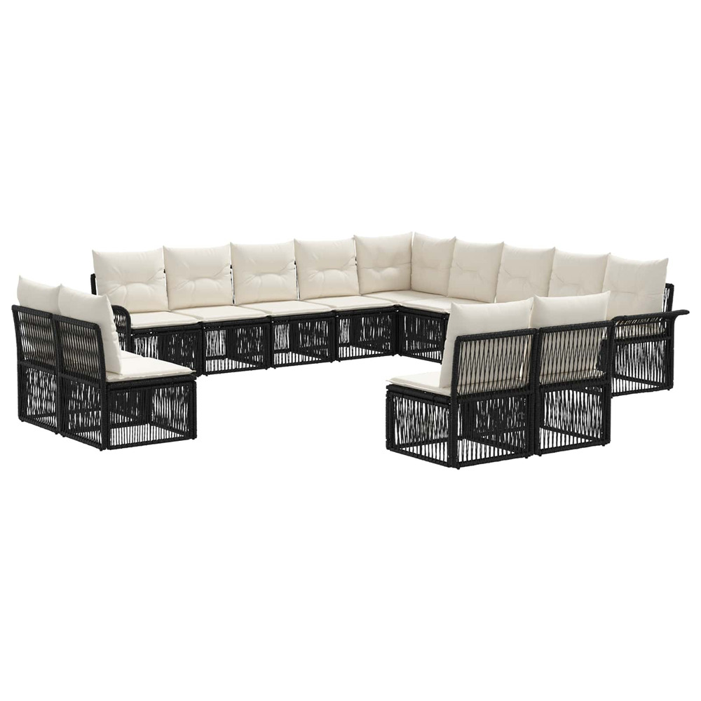 Ensemble de canapé de jardin 13 pcs noir polyrotin