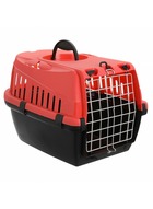 Valise transport plastique - rouge - chien et chat - 50x34x31cm