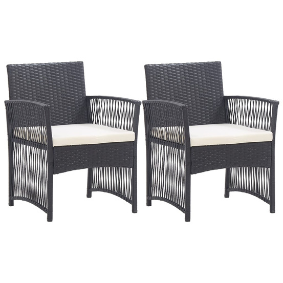Fauteuils de jardin avec coussins lot de 2 noir résine tressée