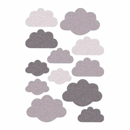 Buokids stickers muraux nuages gris