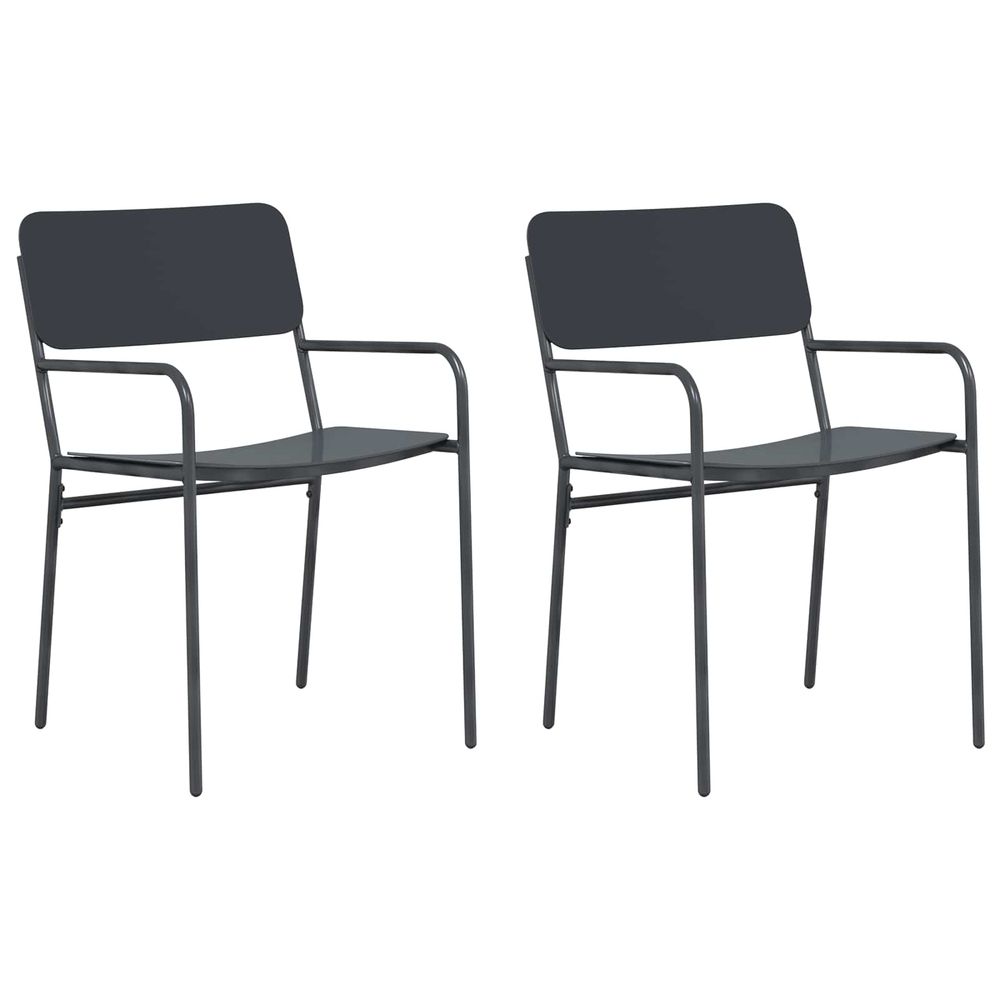 Chaises de jardin 2 pc anthracite acier