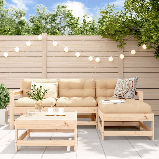 Salon de jardin 5 pcs bois massif de pin