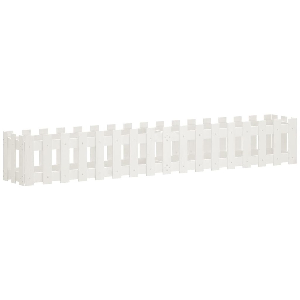 Jardinière bac lit surélevé plantes fleurs terrasse jardin de jardin design de clôture 200 x 30 x 30cm pin massif blanc 02_00