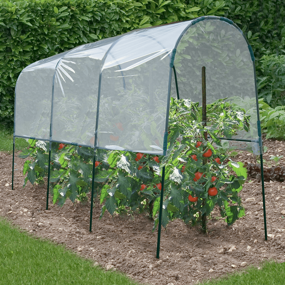 Serre à tomates de jardin 400 x 120 x 170 cm avec bâche transparente + arceaux en acier