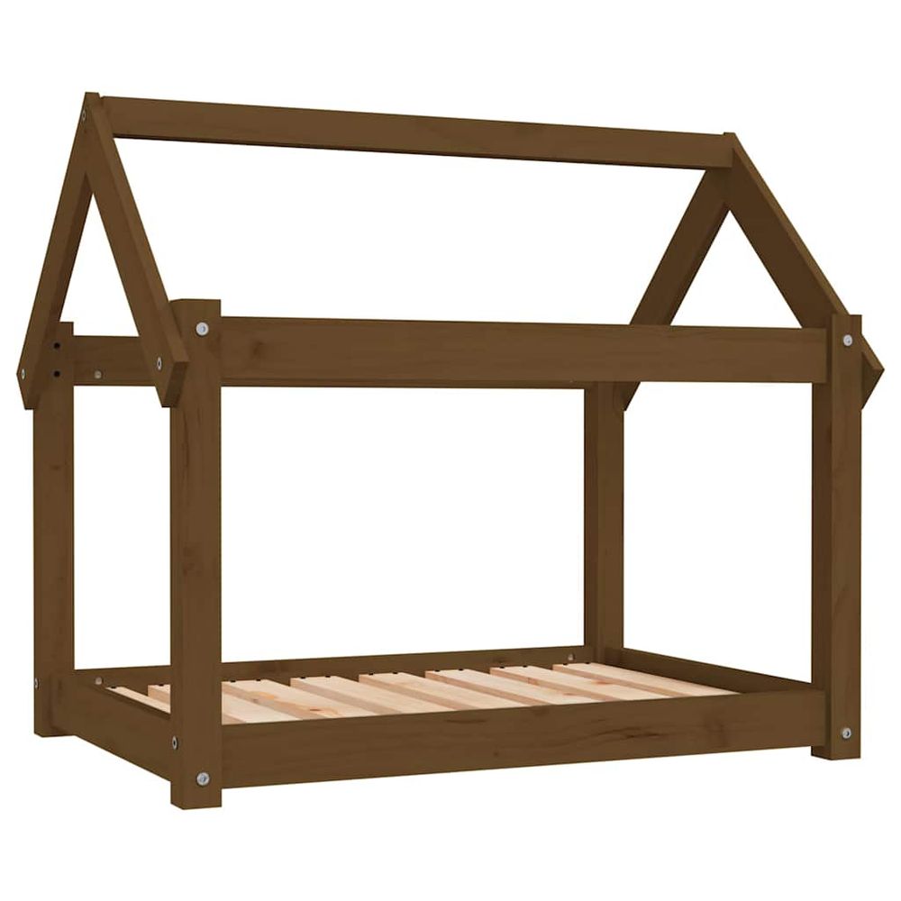 Lit pour chien marron miel 81x60x70 cm bois de pin solide