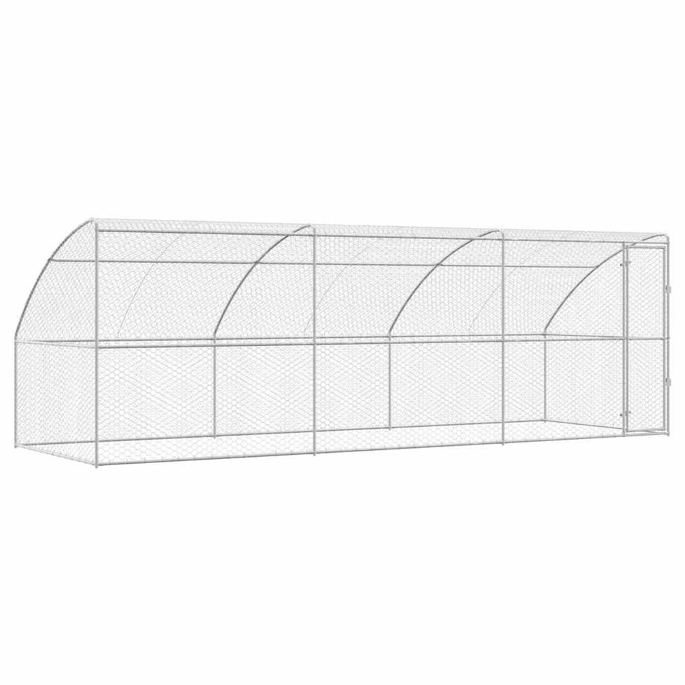 Kennel pour chiens 3 pc argenté 6 x 2 x 2 m acier galvanisé