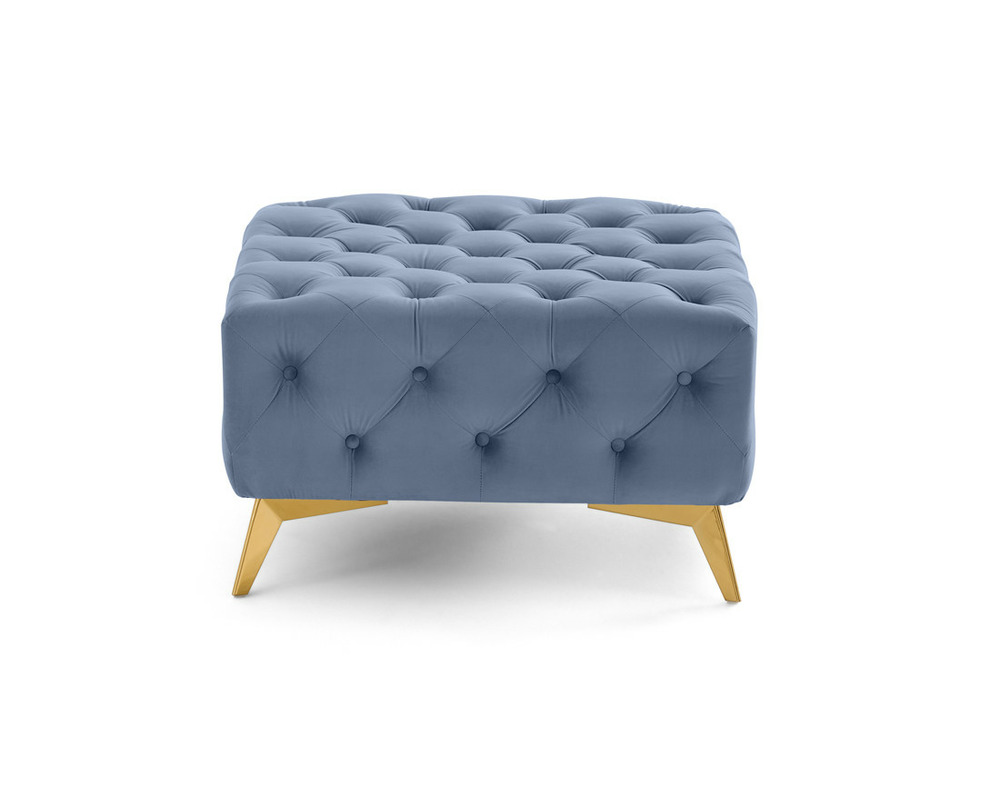 Camden - pouf chesterfield en velours - pieds en métal doré