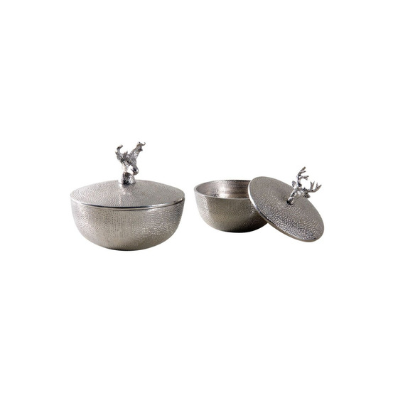 Boites rondes cerfs en aluminium (lot de 2)