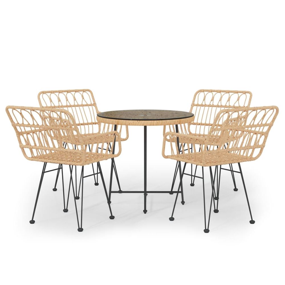 Ensemble à manger de jardin 5pcs résine tressée