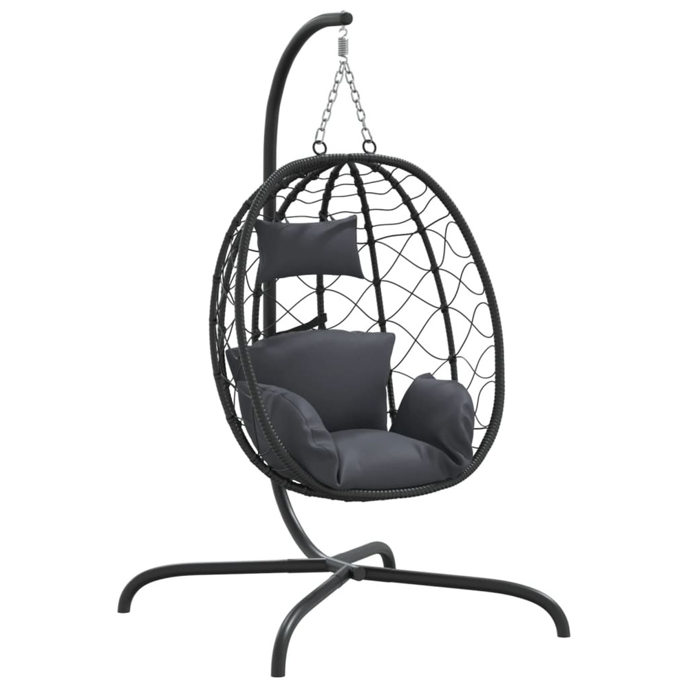 Fauteuil suspendu avec coussin en polyrotin et acier anthracite