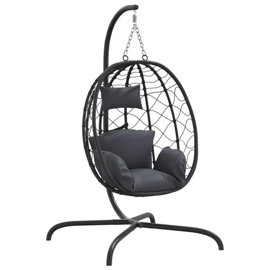 Fauteuil suspendu avec coussin en polyrotin et acier anthracite