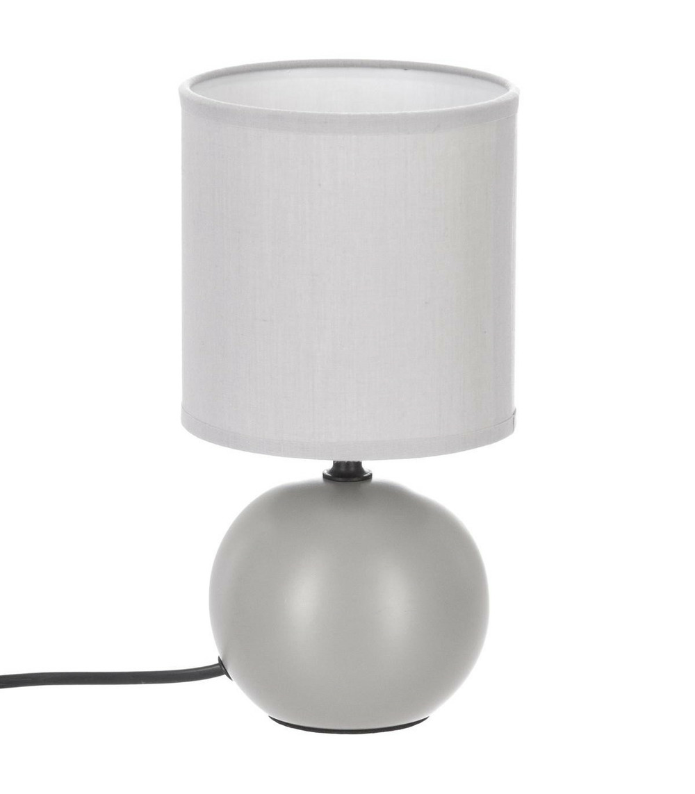 Lampe en céramique pied boule gris mat