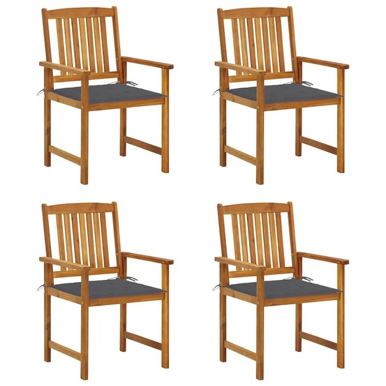 Chaises de jardin avec coussins lot de 4 bois d'acacia massif