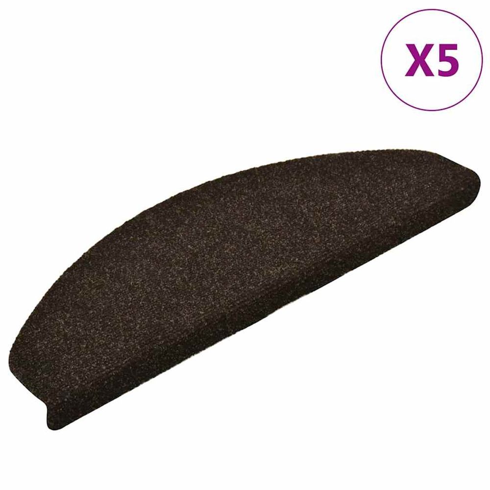 Tapis d'escalier auto-adhésifs 5 pièces 65 x 21 x 4 cm marron foncé demi-rond grand
