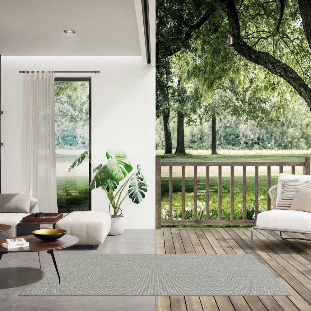 Tapis extérieur 140x200 tissé kilim gris stalow 5