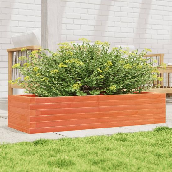 Grande jardinière xxl bois massif cire marron 110x40x23 cm