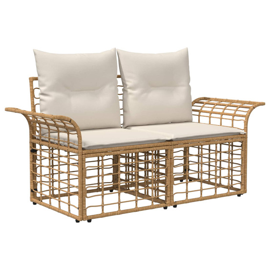 Loveseat d'extérieur 2 pcs blanc naturel et crème polyrotin